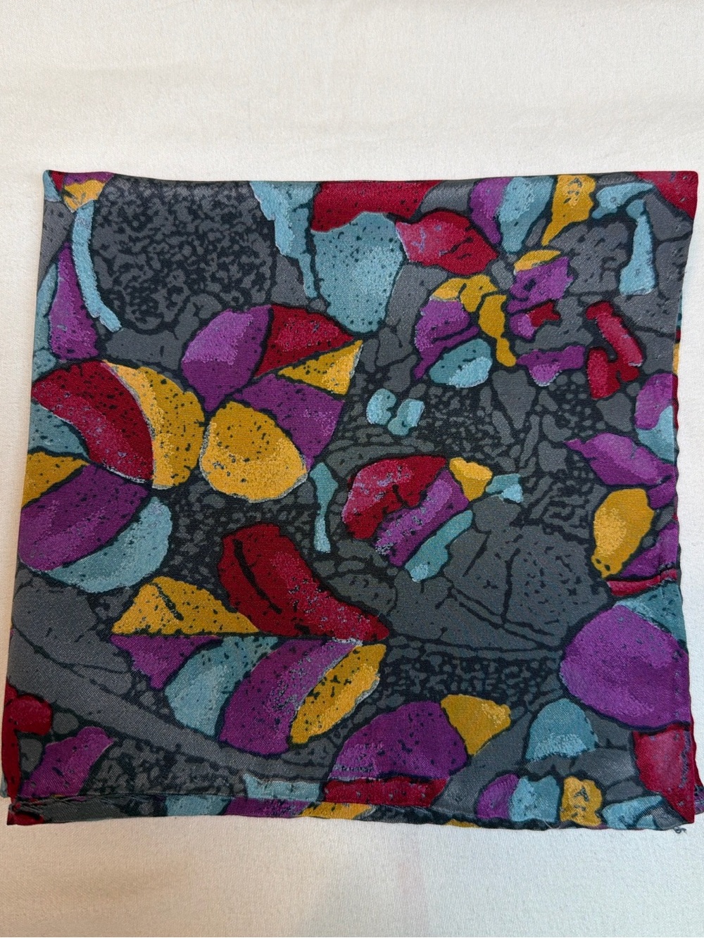 Vintage 100% Silk Abstract Pocket Square 12x12